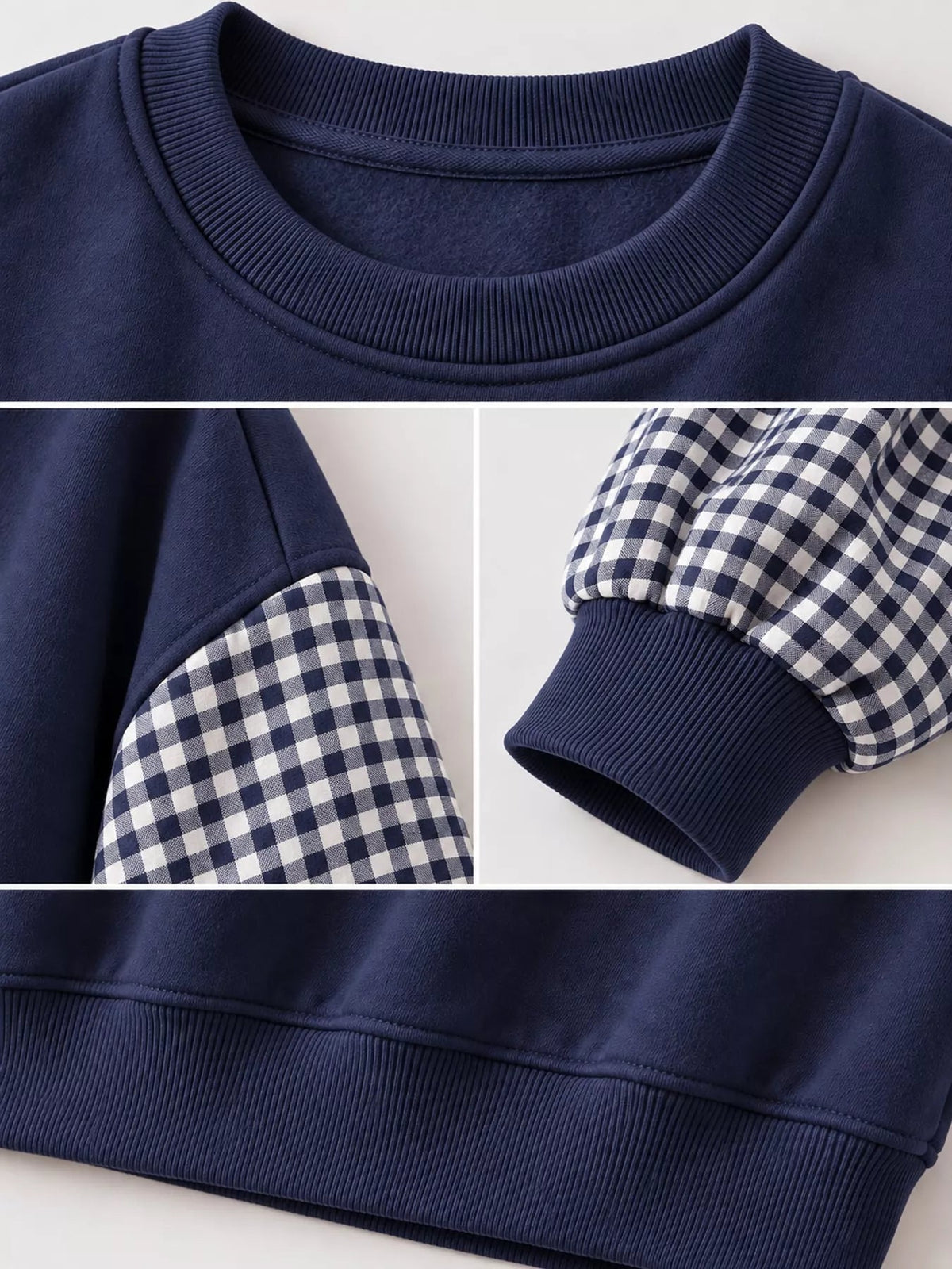 Plaid Dropped Shoulder Sweatshirt - Bitsy Gypsy Boutique