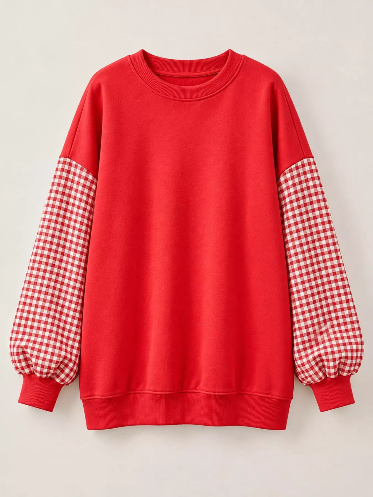 Plaid Dropped Shoulder Sweatshirt - Bitsy Gypsy Boutique