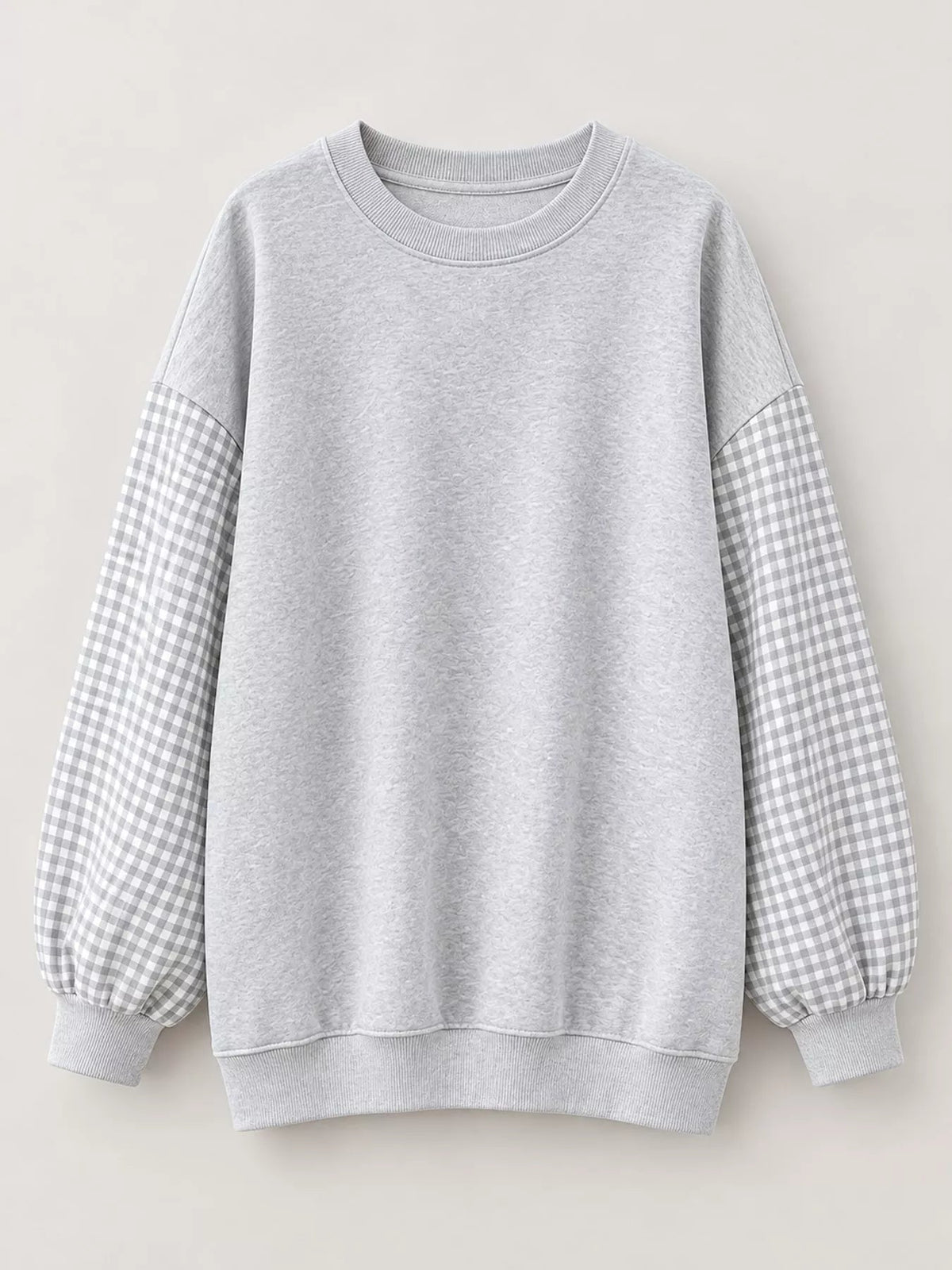 Plaid Dropped Shoulder Sweatshirt - Bitsy Gypsy Boutique