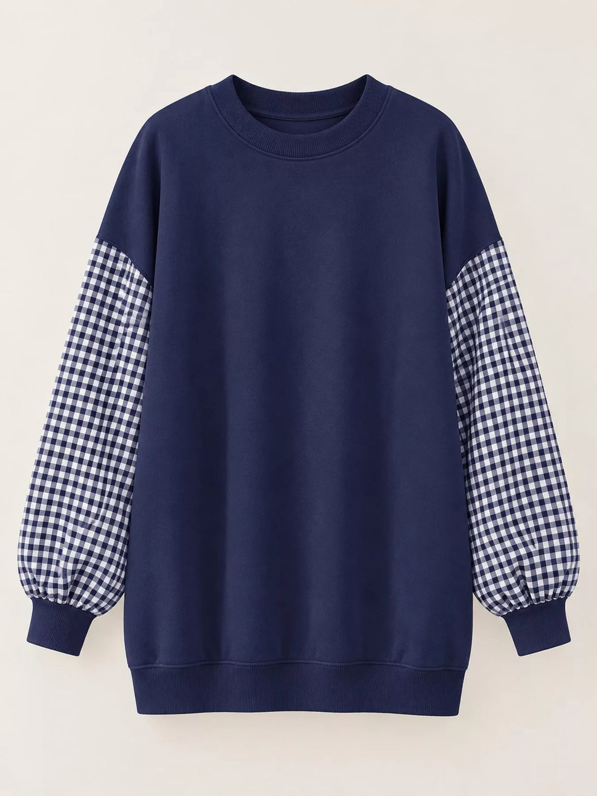 Plaid Dropped Shoulder Sweatshirt - Bitsy Gypsy Boutique