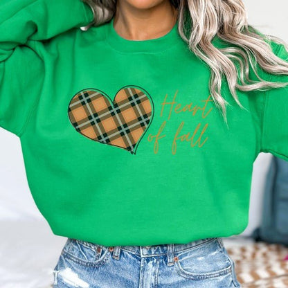 Plaid Heart of fall women's sweatshirt - Bitsy Gypsy Boutique