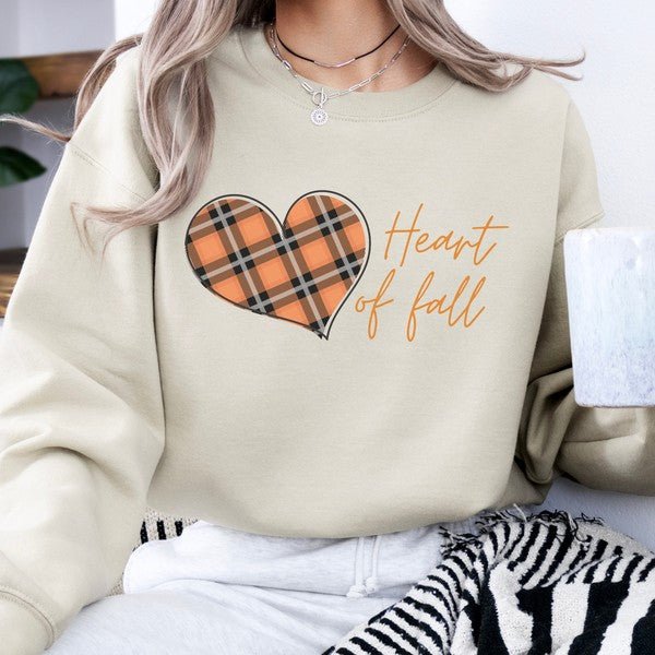 Plaid Heart of fall women's sweatshirt - Bitsy Gypsy Boutique