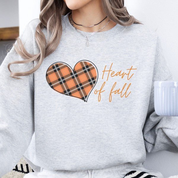 Plaid Heart of fall women's sweatshirt - Bitsy Gypsy Boutique