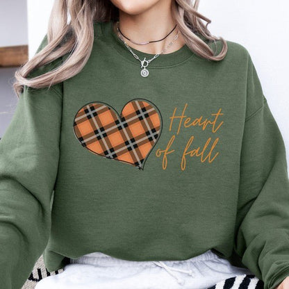 Plaid Heart of fall women's sweatshirt - Bitsy Gypsy Boutique