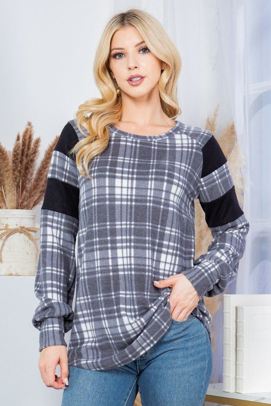 Plaid Pullover Sweater - Bitsy Gypsy Boutique