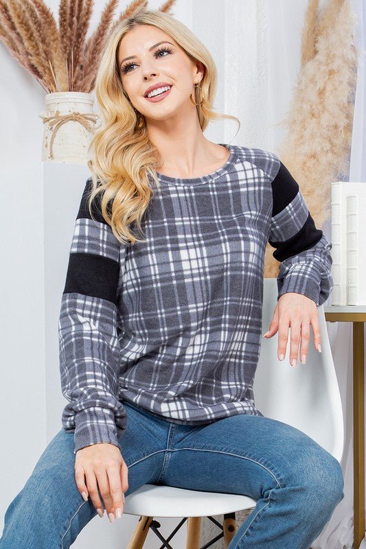 Plaid Pullover Sweater - Bitsy Gypsy Boutique