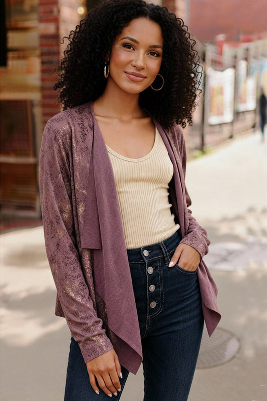 Plum Luxe Suede Cardigan - Bitsy Gypsy Boutique