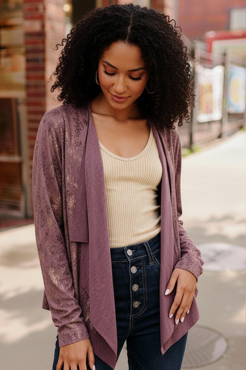 Plum Luxe Suede Cardigan - Bitsy Gypsy Boutique
