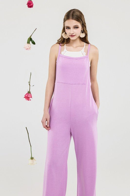Plus Boho Terry Wide Leg Jumpsuits with Pocket - Bitsy Gypsy Boutique