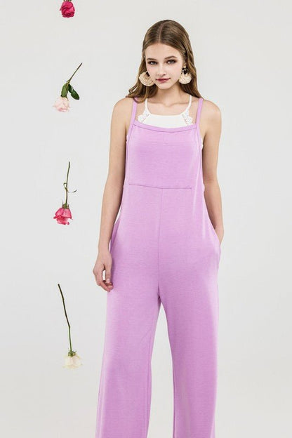 Plus Boho Terry Wide Leg Jumpsuits with Pocket - Bitsy Gypsy Boutique