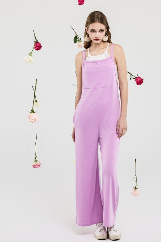 Plus Boho Terry Wide Leg Jumpsuits with Pocket - Bitsy Gypsy Boutique