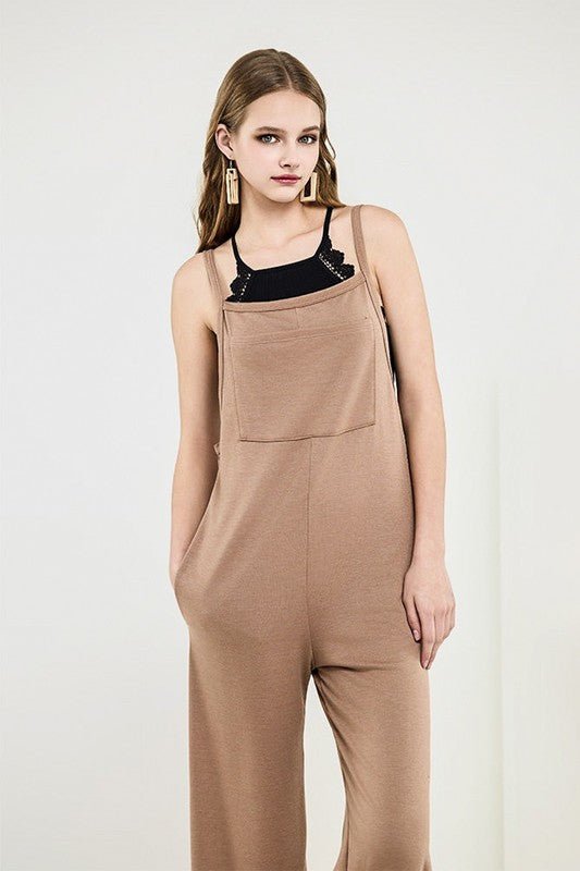 Plus Boho Terry Wide Leg Jumpsuits with Pocket - Bitsy Gypsy Boutique