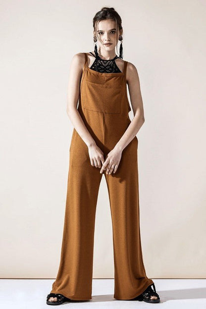 Plus Boho Terry Wide Leg Jumpsuits with Pocket - Bitsy Gypsy Boutique