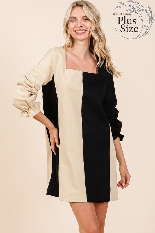 Plus Color Block Mini Dress - Bitsy Gypsy Boutique