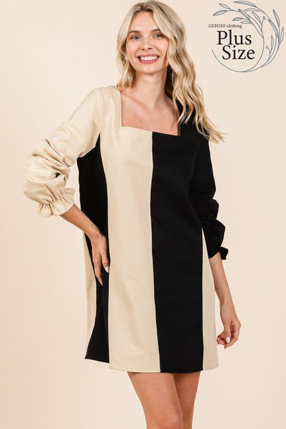 Plus Color Block Mini Dress - Bitsy Gypsy Boutique