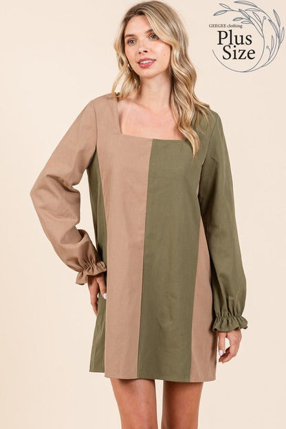 Plus Color Block Mini Dress - Bitsy Gypsy Boutique