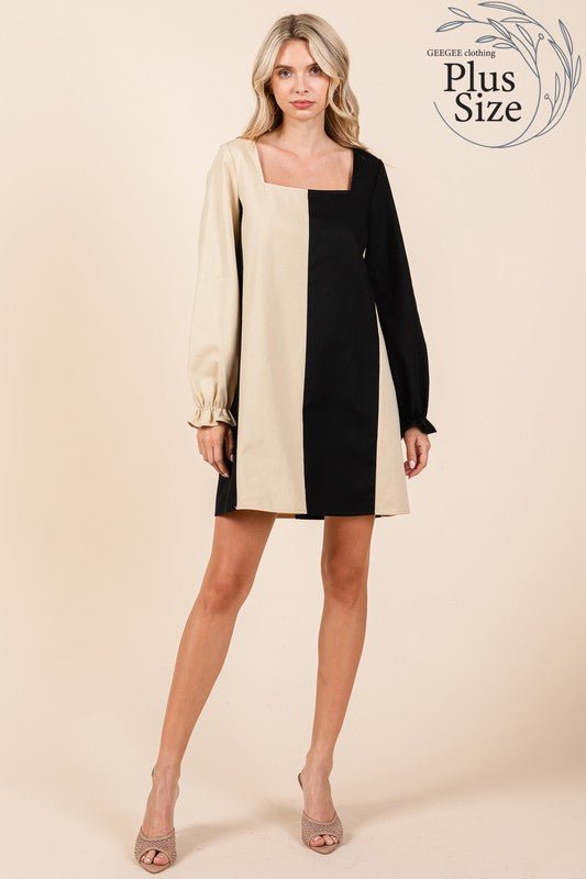 Plus Color Block Mini Dress - Bitsy Gypsy Boutique