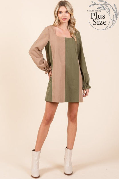 Plus Color Block Mini Dress - Bitsy Gypsy Boutique