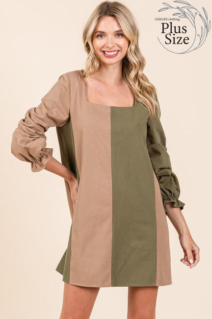 Plus Color Block Mini Dress - Bitsy Gypsy Boutique