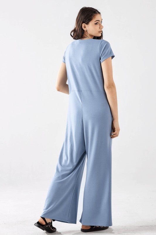Plus Comfort Button - up front closure Jumpsuit - Bitsy Gypsy Boutique