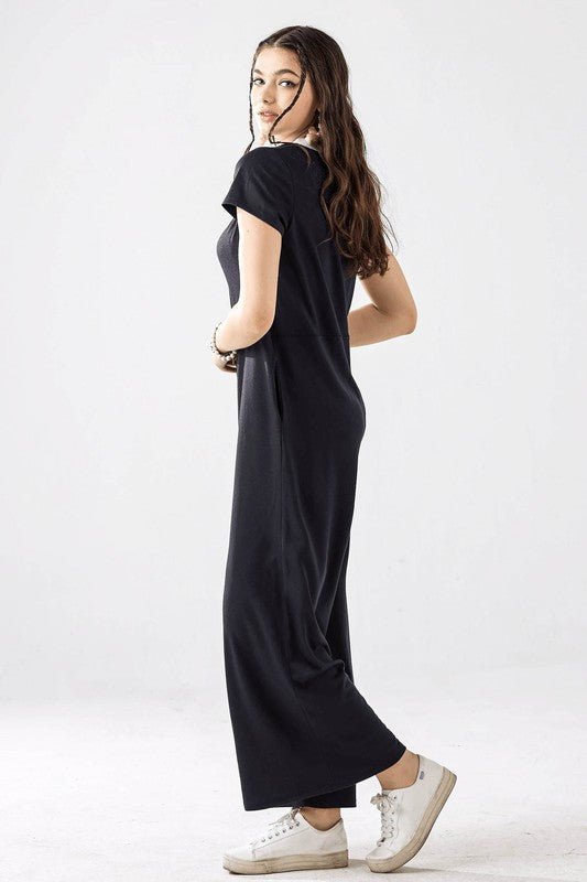 Plus Comfort Button - up front closure Jumpsuit - Bitsy Gypsy Boutique