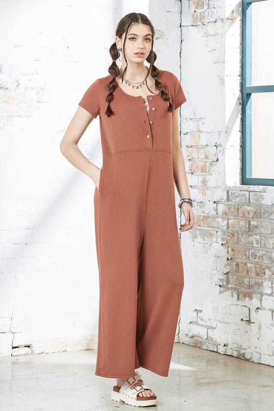 Plus Comfort Button - up front closure Jumpsuit - Bitsy Gypsy Boutique