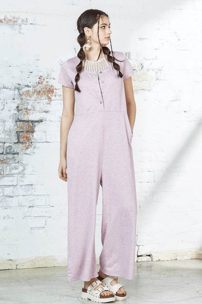 Plus Comfort Button - up front closure Jumpsuit - Bitsy Gypsy Boutique