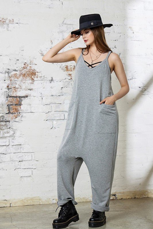 Plus Drop Crotch Tank Style Harem Jumpsuit - Bitsy Gypsy Boutique
