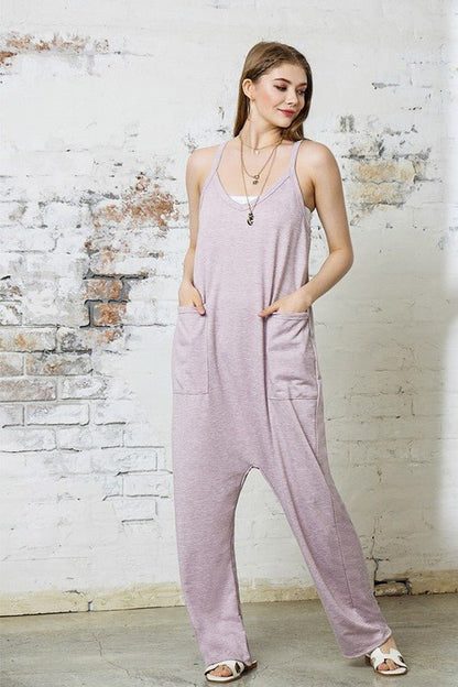 Plus Drop Crotch Tank Style Harem Jumpsuit - Bitsy Gypsy Boutique