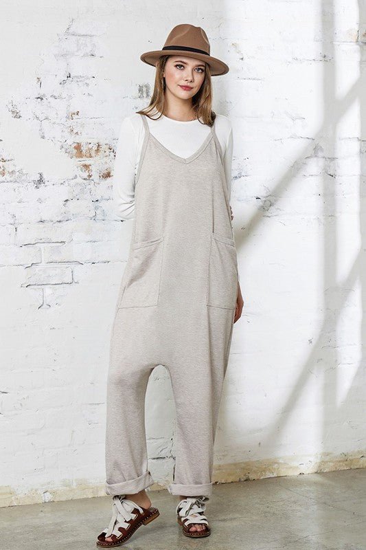 Plus Drop Crotch Tank Style Harem Jumpsuit - Bitsy Gypsy Boutique