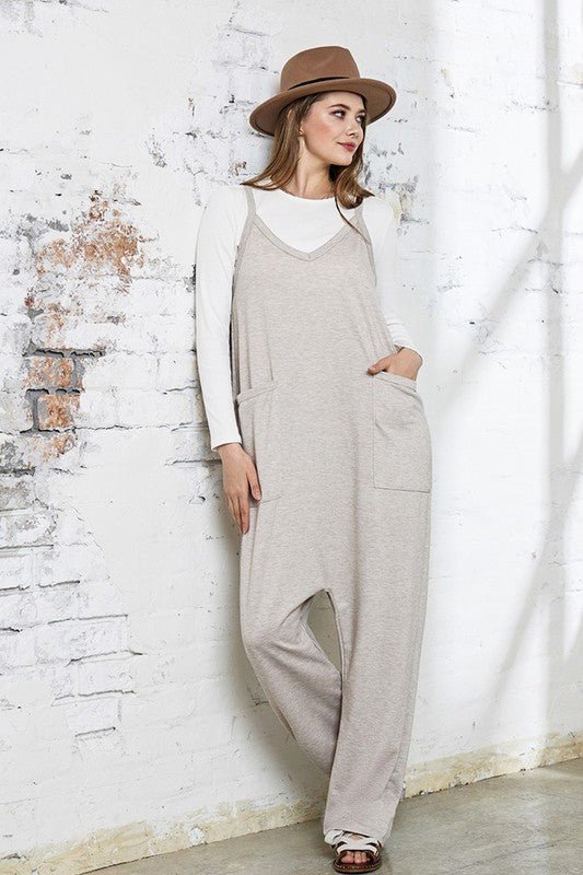 Plus Drop Crotch Tank Style Harem Jumpsuit - Bitsy Gypsy Boutique