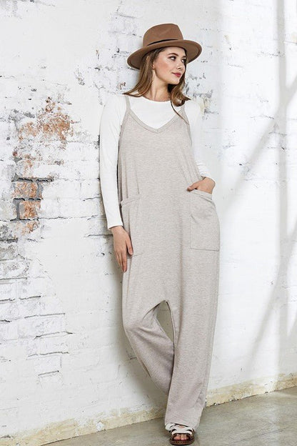 Plus Drop Crotch Tank Style Harem Jumpsuit - Bitsy Gypsy Boutique