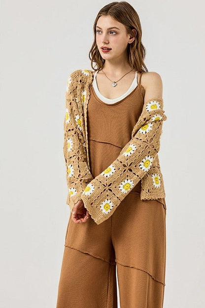 Plus Keyhole back Wide Leg Raw Edge Jumpsuit - Bitsy Gypsy Boutique