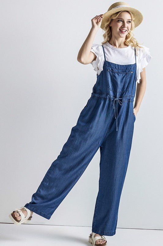 Plus Pocket Adjustable Straps Overall Jumpsuit - Bitsy Gypsy Boutique
