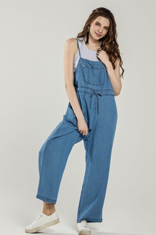 Plus Pocket Adjustable Straps Overall Jumpsuit - Bitsy Gypsy Boutique