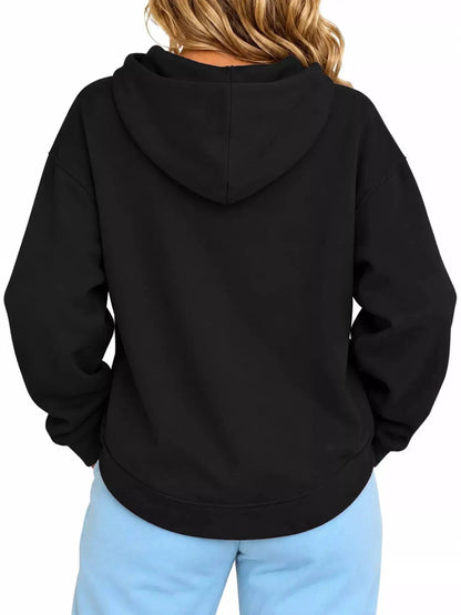 Plus Size Black Cat Pouch Drawstring Hoodie - Bitsy Gypsy Boutique