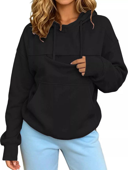 Plus Size Black Cat Pouch Drawstring Hoodie - Bitsy Gypsy Boutique