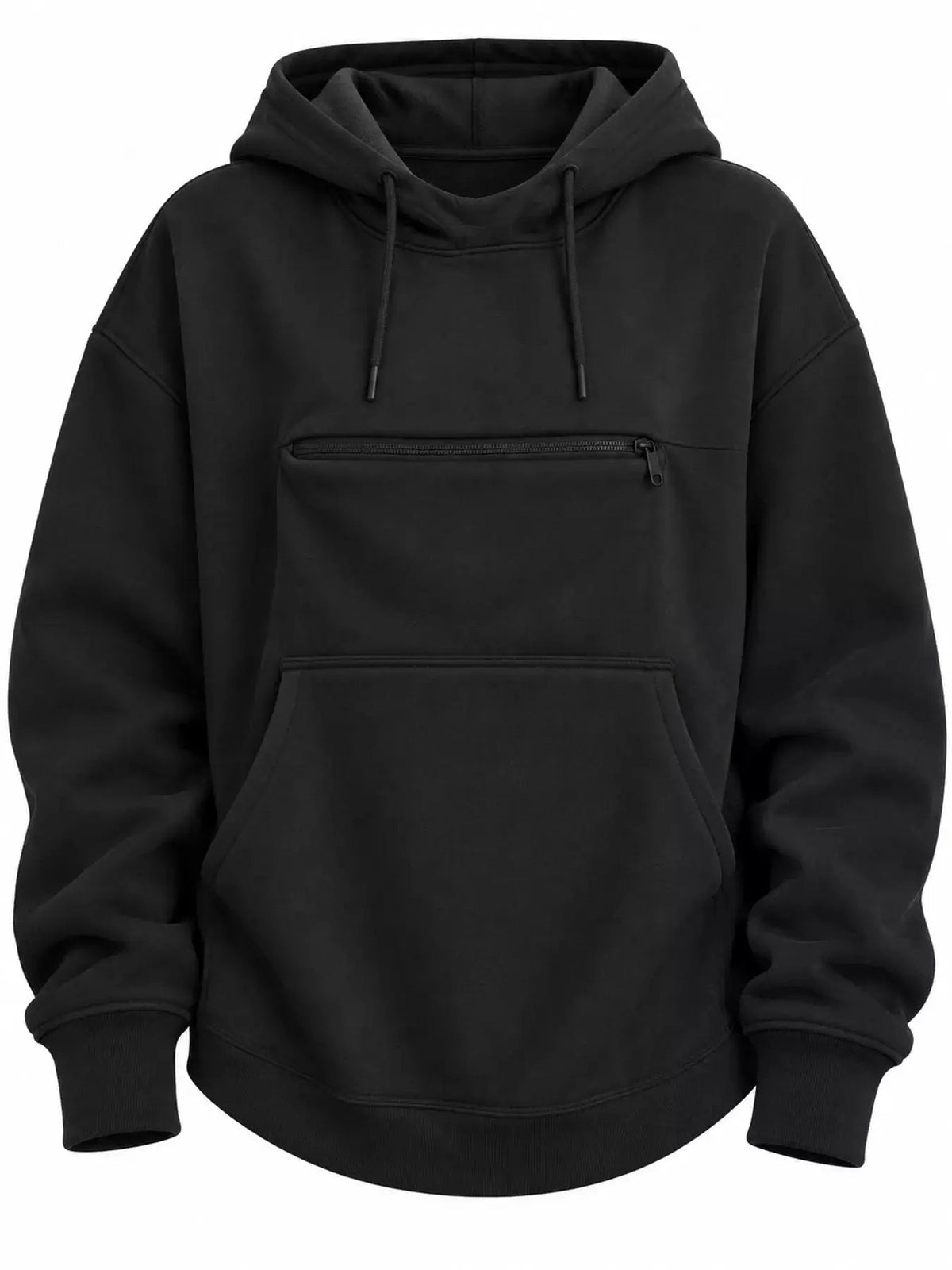 Plus Size Black Cat Pouch Drawstring Hoodie - Bitsy Gypsy Boutique