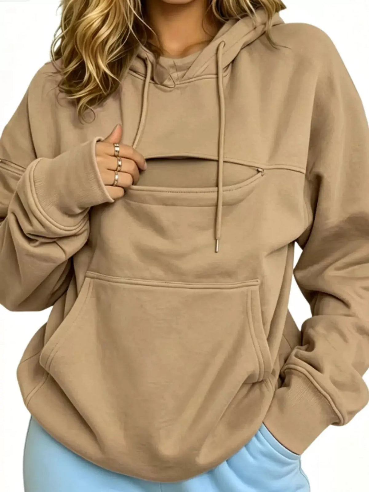 Plus Size Black Cat Pouch Drawstring Hoodie - Bitsy Gypsy Boutique