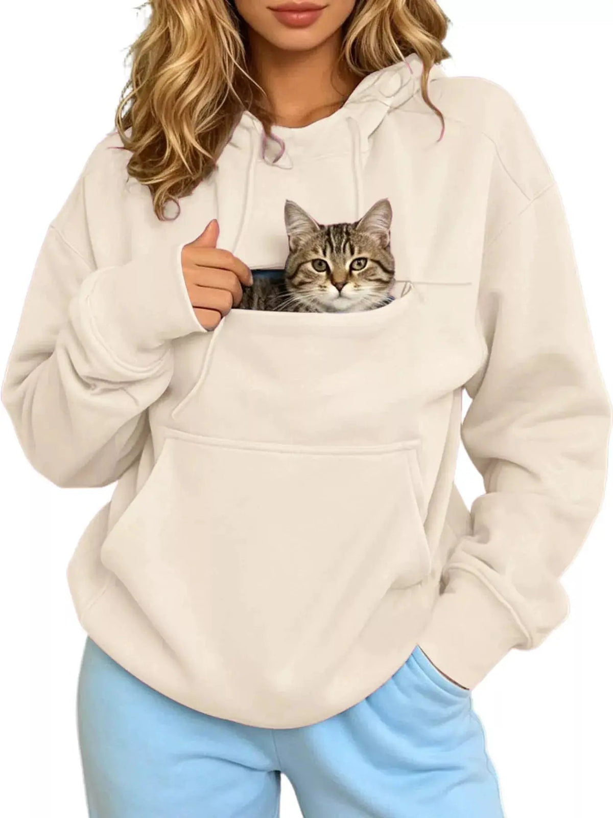 Plus Size Black Cat Pouch Drawstring Hoodie - Bitsy Gypsy Boutique
