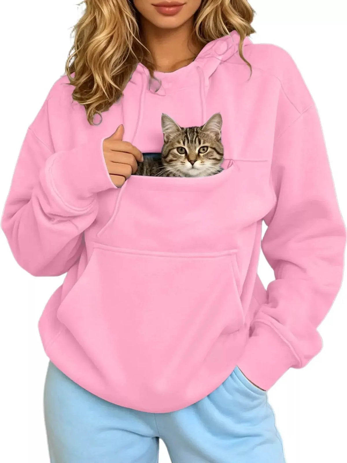 Plus Size Black Cat Pouch Drawstring Hoodie - Bitsy Gypsy Boutique