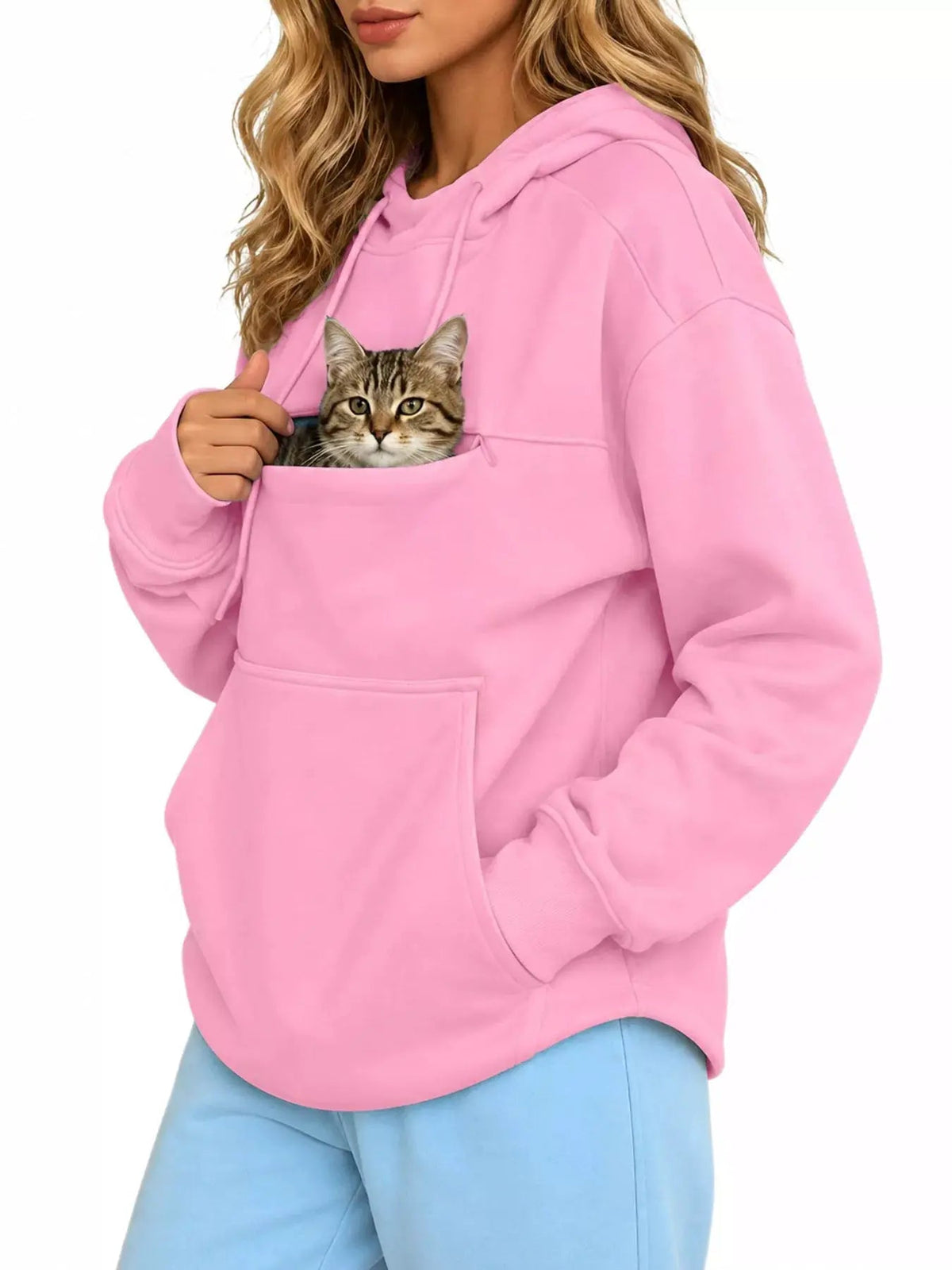 Plus Size Black Cat Pouch Drawstring Hoodie - Bitsy Gypsy Boutique