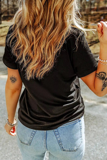 Plus Size Black Ghost Applique Short Sleeve T-Shirt - Bitsy Gypsy Boutique