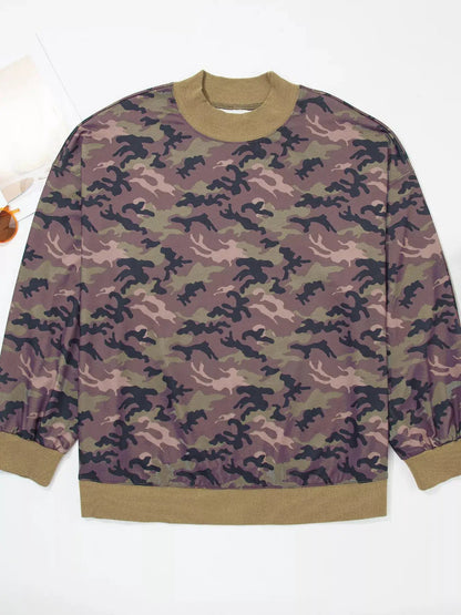 Plus Size Camouflage Print Long Sleeve Sweatshirt - Bitsy Gypsy Boutique