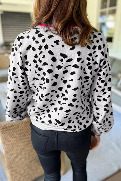 Plus Size Leopard Print Colorblock Round Neck Long Sleeve Tunic Sweater - Bitsy Gypsy Boutique