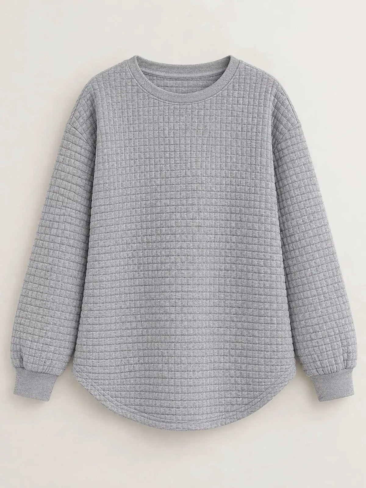Plus Size White Waffle Knit Crew Neck Sweatshirt - Bitsy Gypsy Boutique
