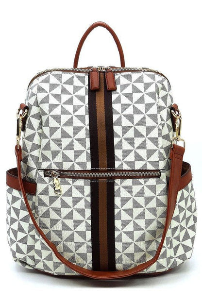 PM Monogram Striped Convertible Backpack - Bitsy Gypsy Boutique