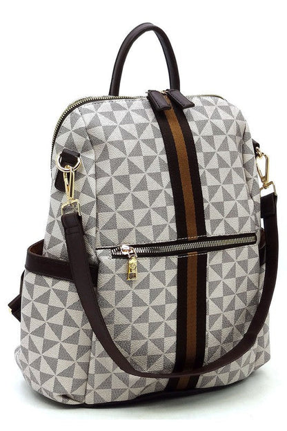 PM Monogram Striped Convertible Backpack - Bitsy Gypsy Boutique