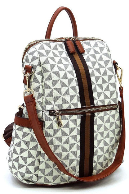 PM Monogram Striped Convertible Backpack - Bitsy Gypsy Boutique