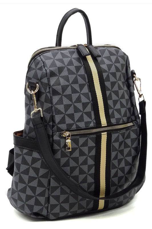 PM Monogram Striped Convertible Backpack - Bitsy Gypsy Boutique